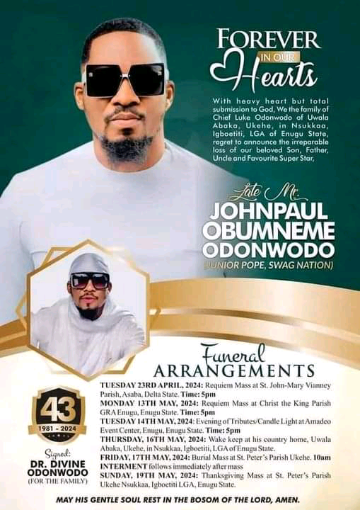 NIGERIA: Family of Late Nollywood Star Junior Pope Unveils Funeral Plans Following Tragic Accident