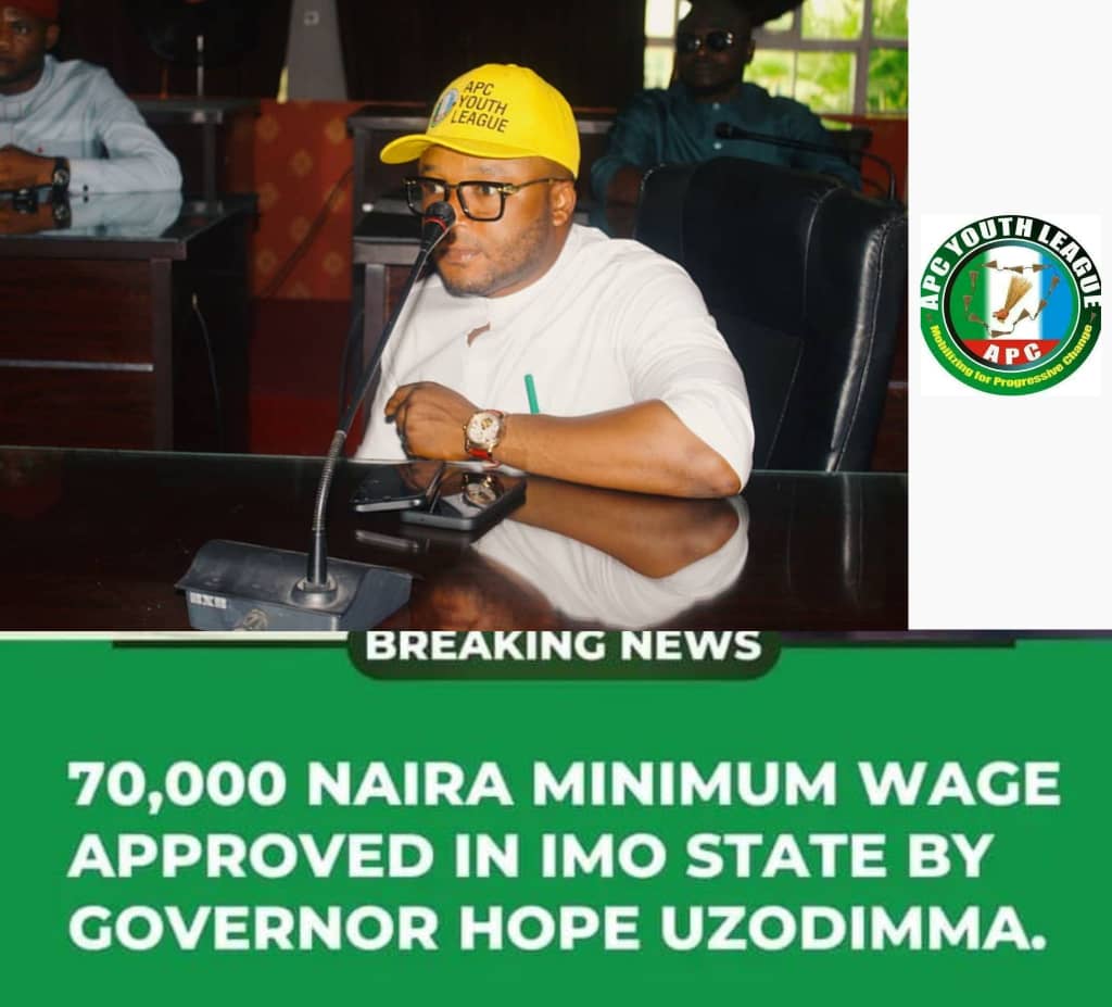 IMO APC YOUTH LEAGUE COORDINATOR, DR. PROMISE M. OKOLIE (MBBS), APPLAUDS DIST. SEN.. HOPE UZODINMMA FOR APPROVING THE NEW MINIMUM WAGE. BY IROEGBU CHIBUIKE