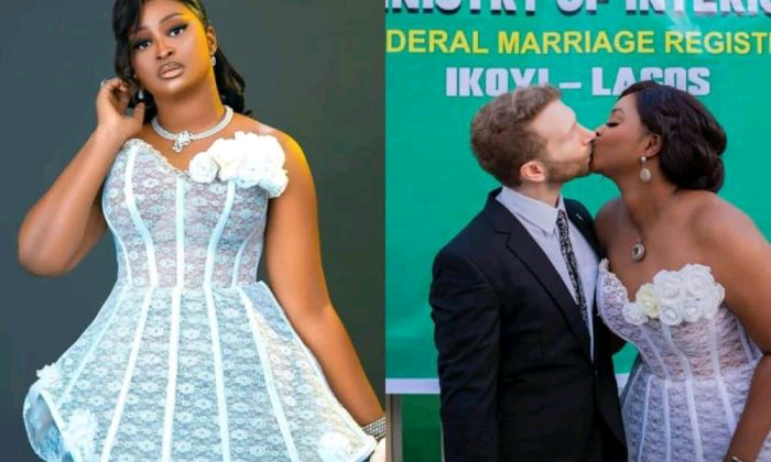 Nollywood Actress Etinosa Idemudia Marries Her White Lover in Intimate Ceremony