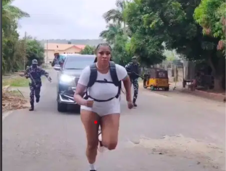 Nigeria Police Probe Viral Video of Armed Escort Jogging Behind Nollywood Actress Angela Okorie